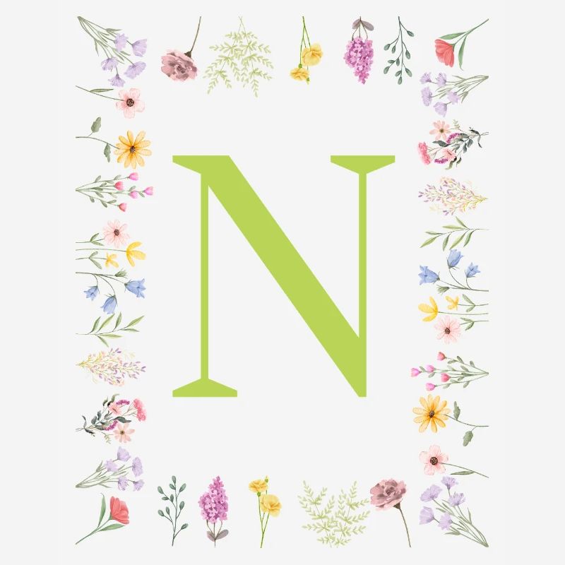 Florale Initialen " N ", Buchstaben Monogramm 