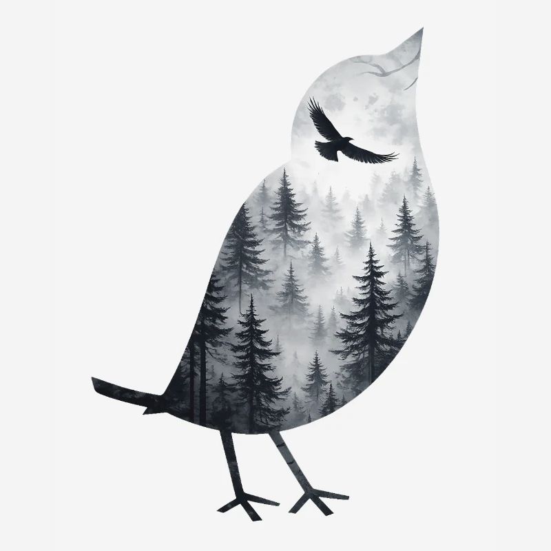 Oiseau dans la brume de la forêt