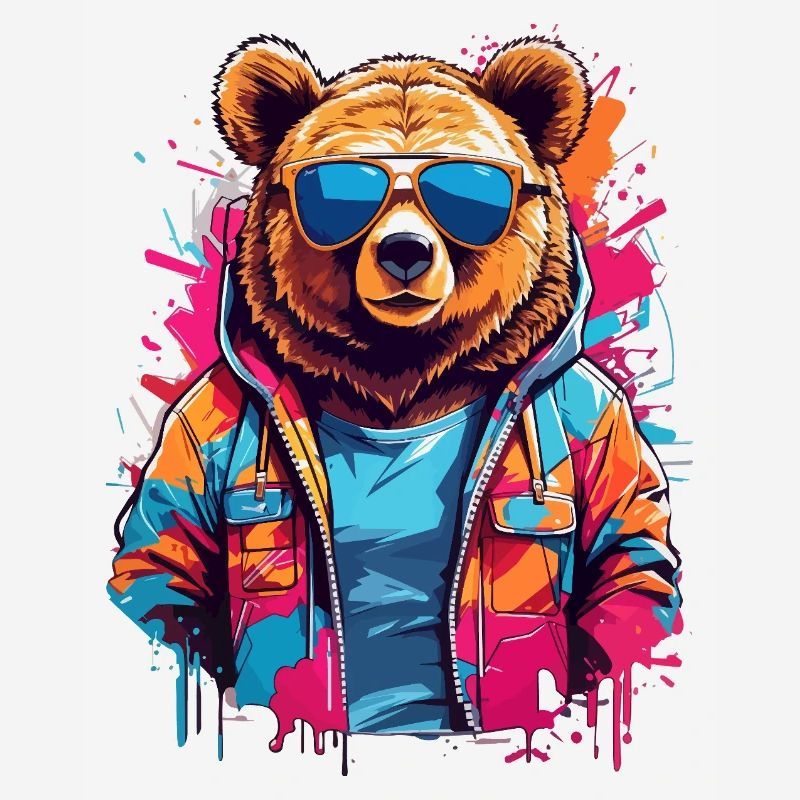 Ours néon dans un sweat à capuche coloré
