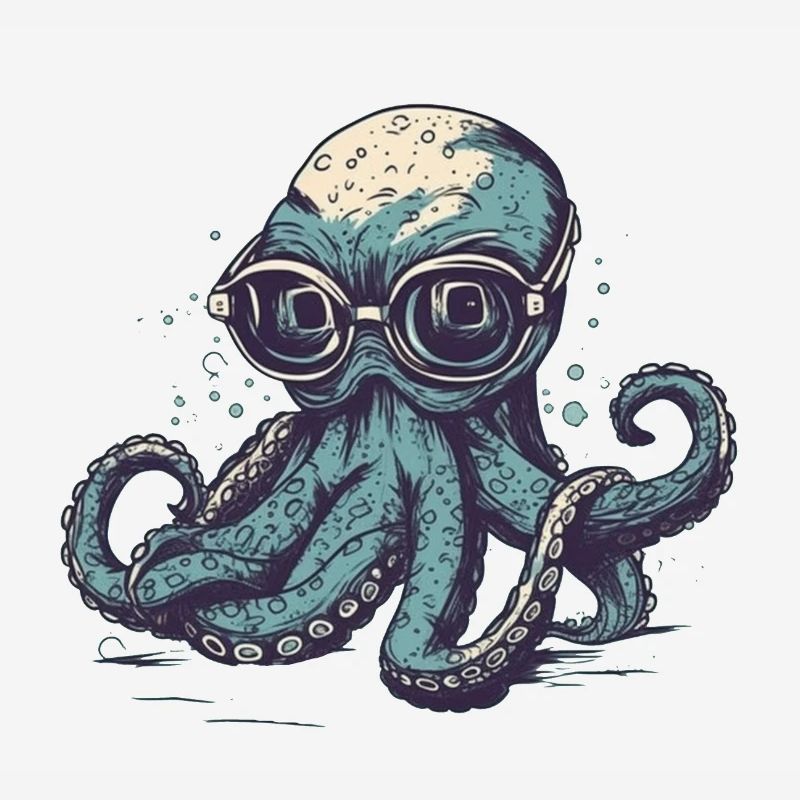 Nerdy Comic Oktopus mit Brille