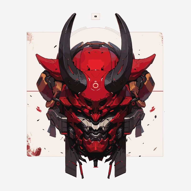 Red Devil Futuristic Samurai Warrior