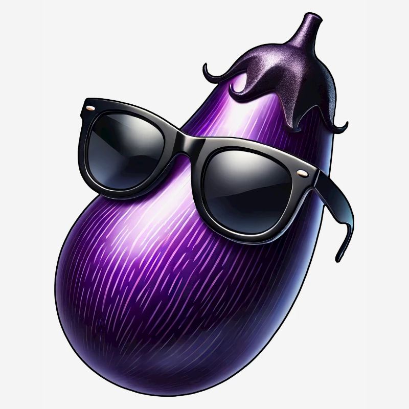 Cool eggplant with sunglasses summer fruit cool