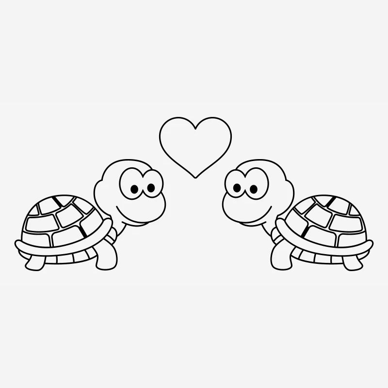 Turtle Comic Couple Love