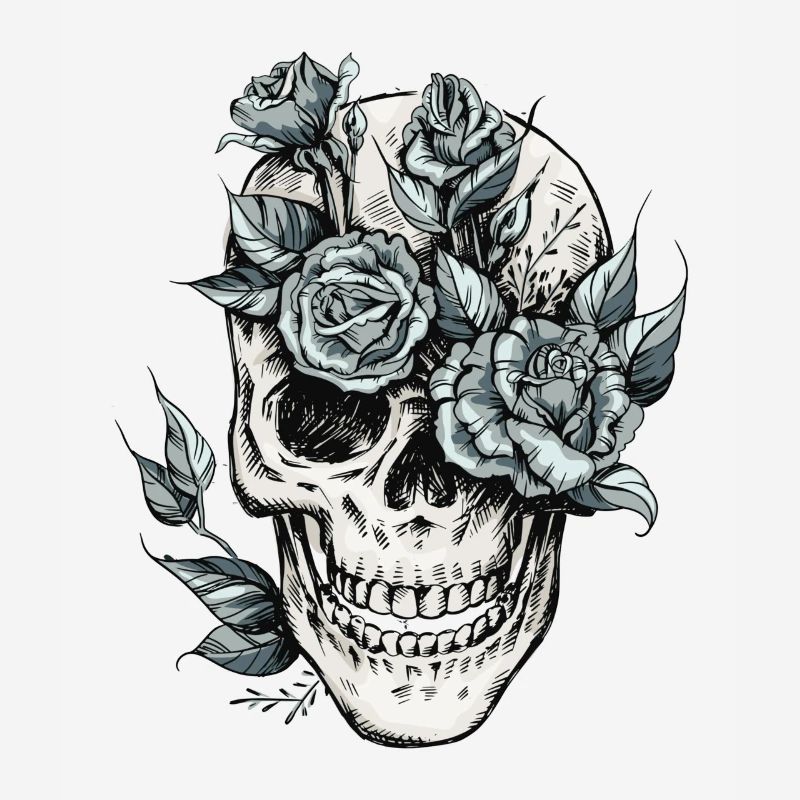 Skull skull with flowers gift idea