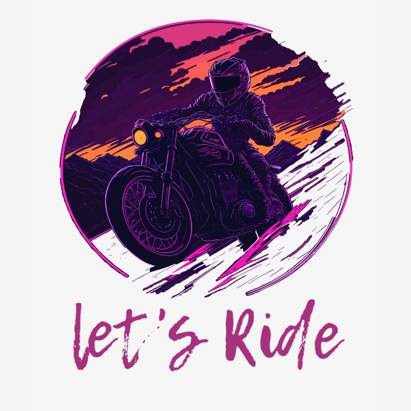 Let's Ride Synthwave Motorradfahrer