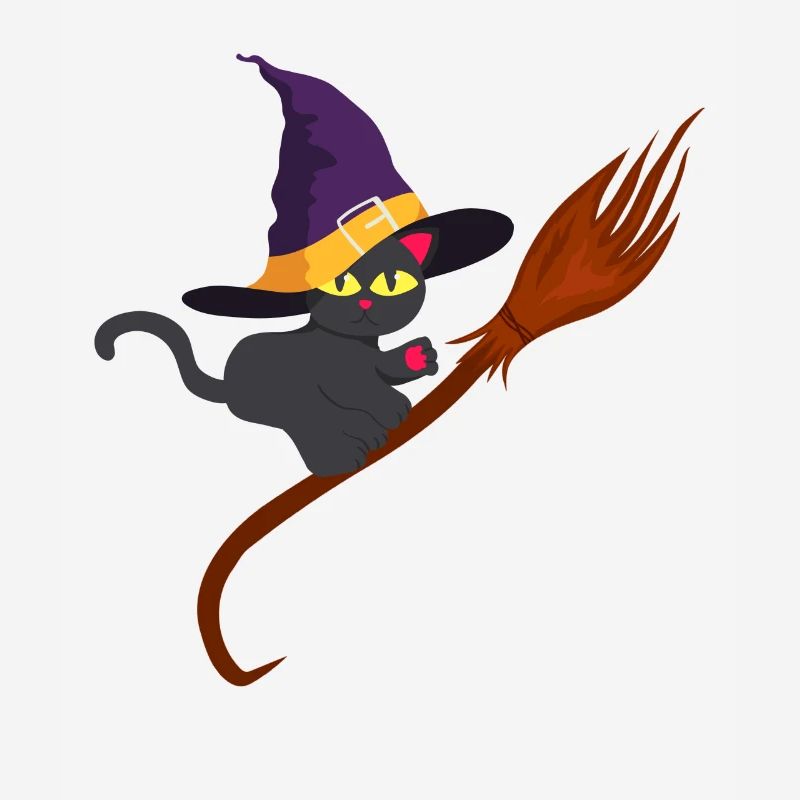 Chat sorcière un chat sorcière sur le balai Halloween