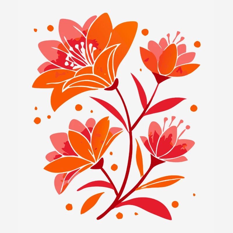 Belles fleurs rouges avec des feuilles printanières