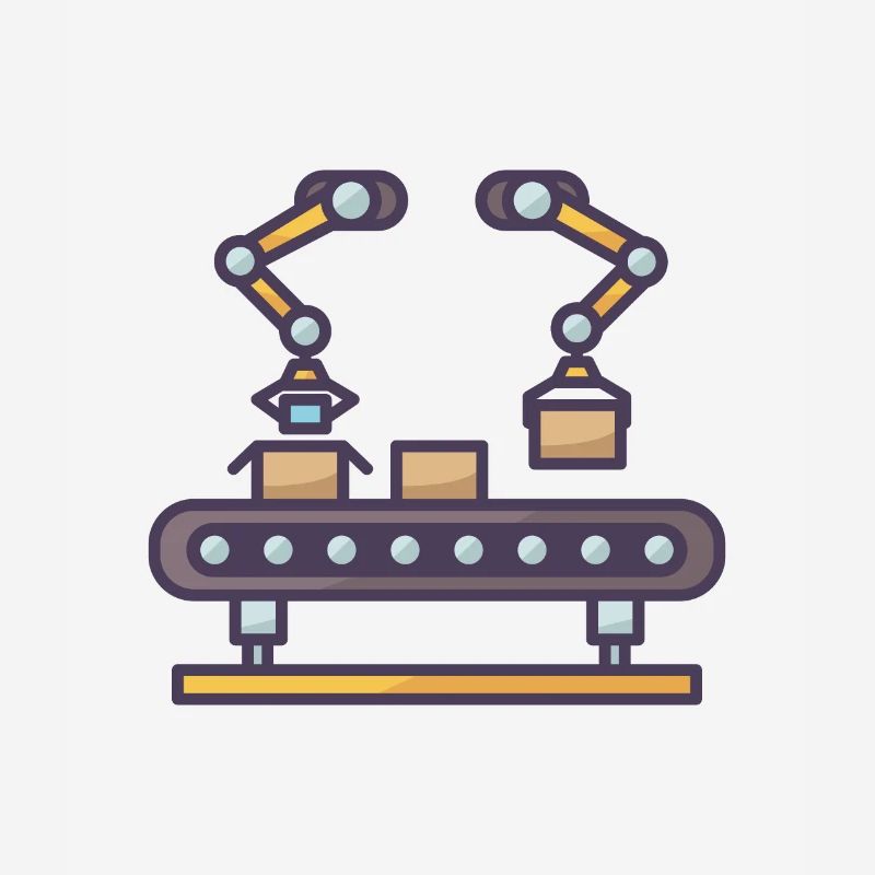 Conveyor Belt With Boxes Being Packaged