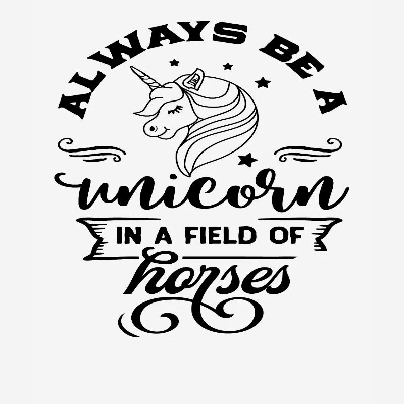 Sei immer ein Einhorn auf dem Feld der Pferde