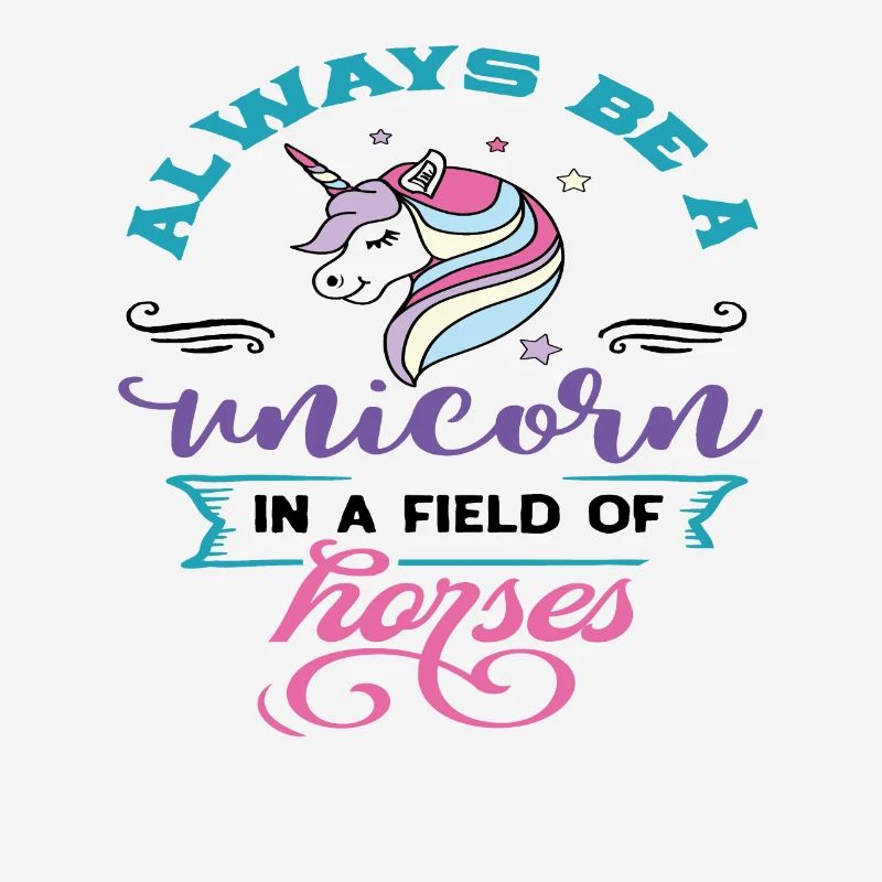 Sei immer ein Einhorn auf dem Feld der Pferde