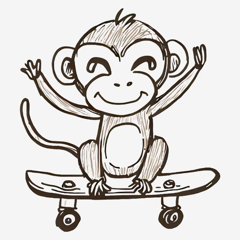 Singe sur skateboard
