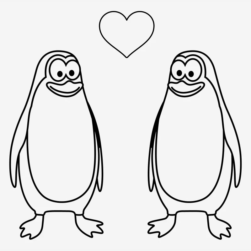 Pinguin Comic Paar Liebe