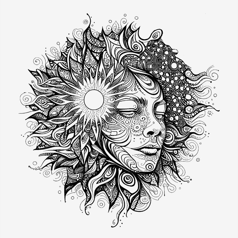 Boho Artwork, Frau mit Sonnenmuster