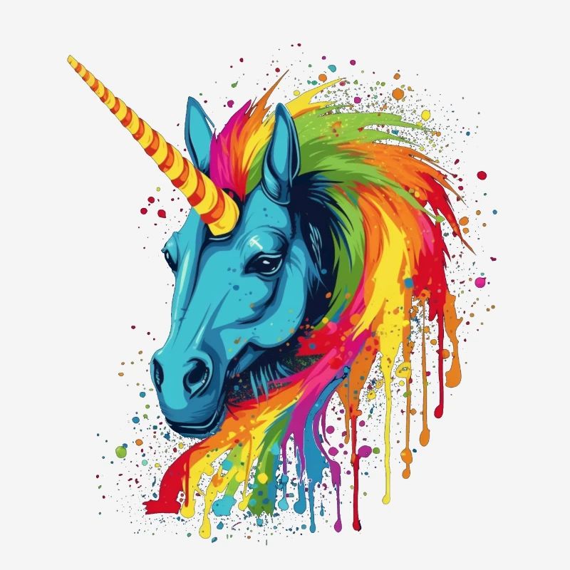 Colorful unicorn with rainbow mane