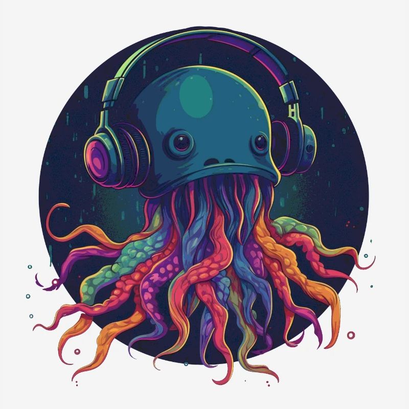 Techno Jellyfish - Méduse cool avec écouteurs