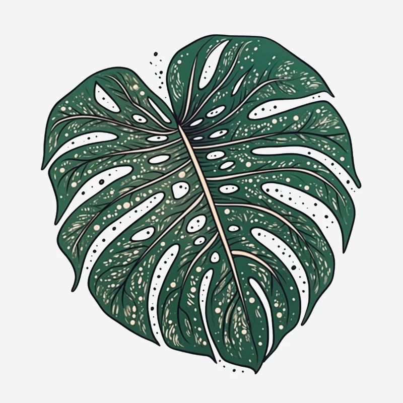 Dotted Monstera Leaf, Plant Motif