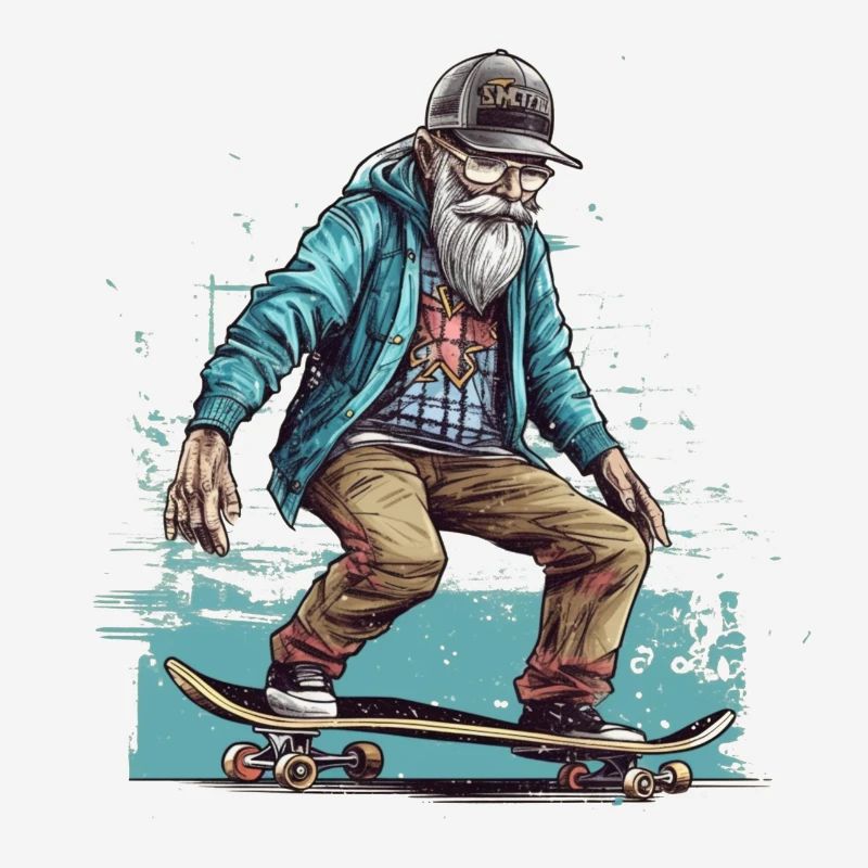 Cool older man as a skater hipster with cap