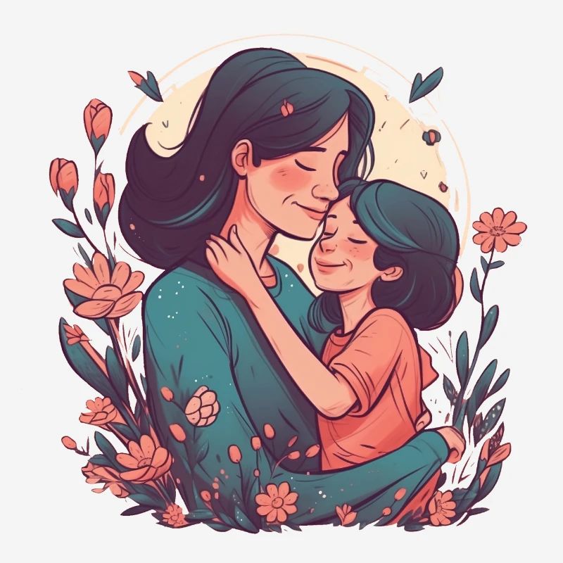 Wunderschönes Muttertagsdesign, Kind umarmt Mutter