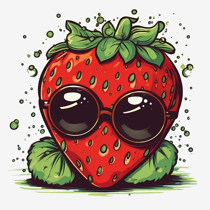 Coole Comic Erdbeere mit Sonnenbrille