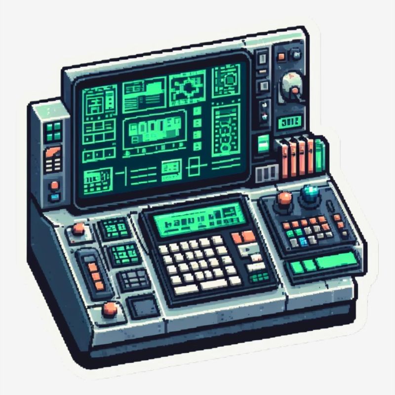 Retro Computer Console Neon