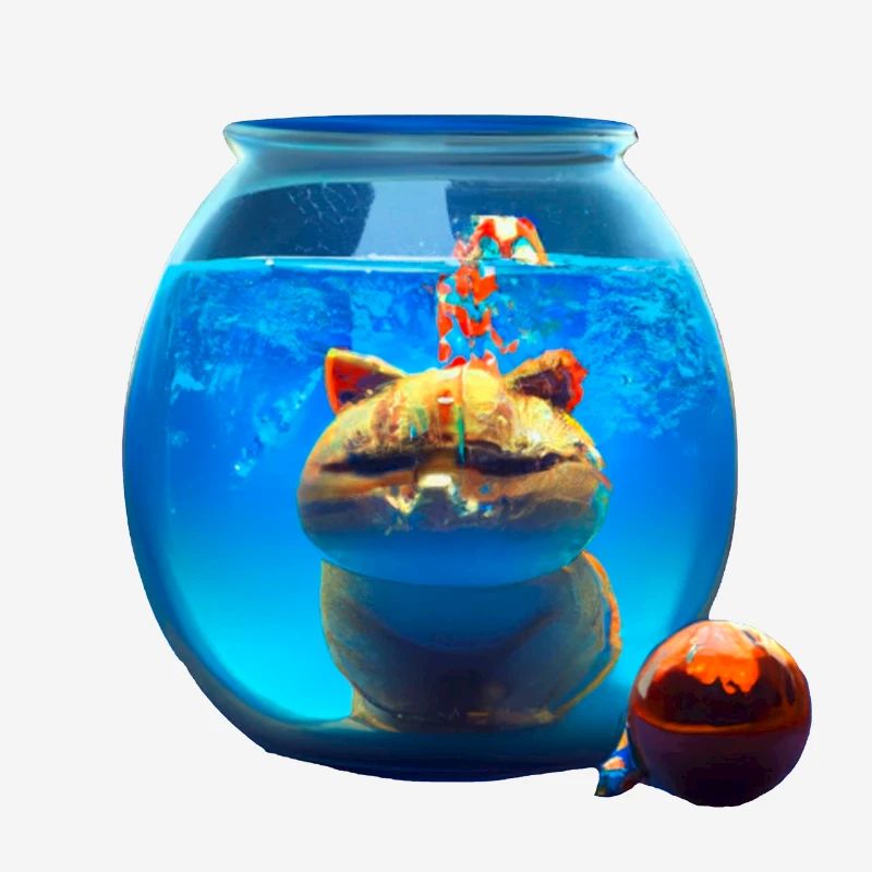Christmas cat in a fishbowl