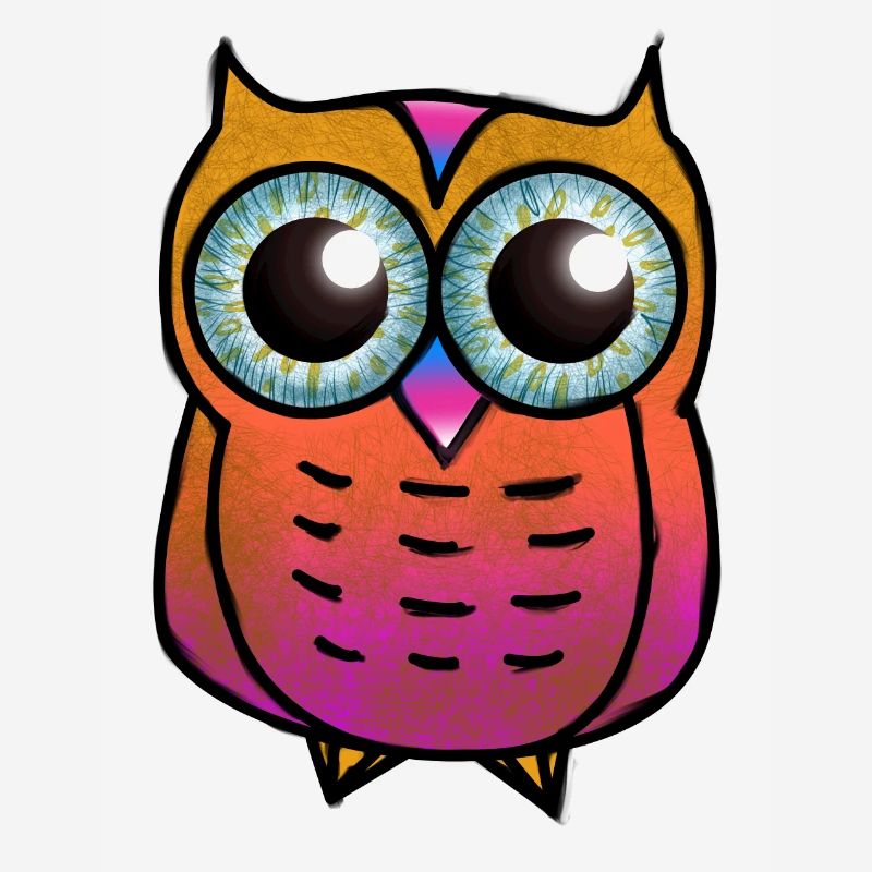 Orange und rosa Eule strukturierte haarige Eule / Süße Eule