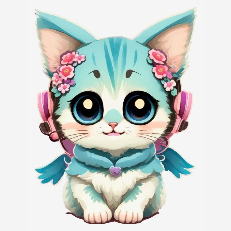 Mignon bébé chat avec des fleurs