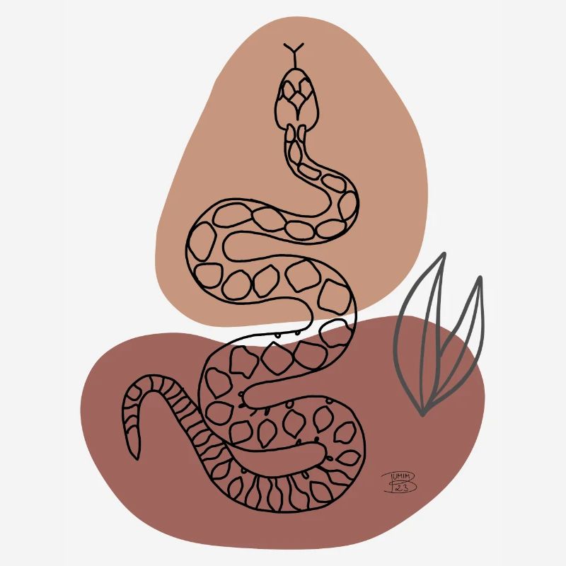 "Snake", boho line art design, series "Desert"