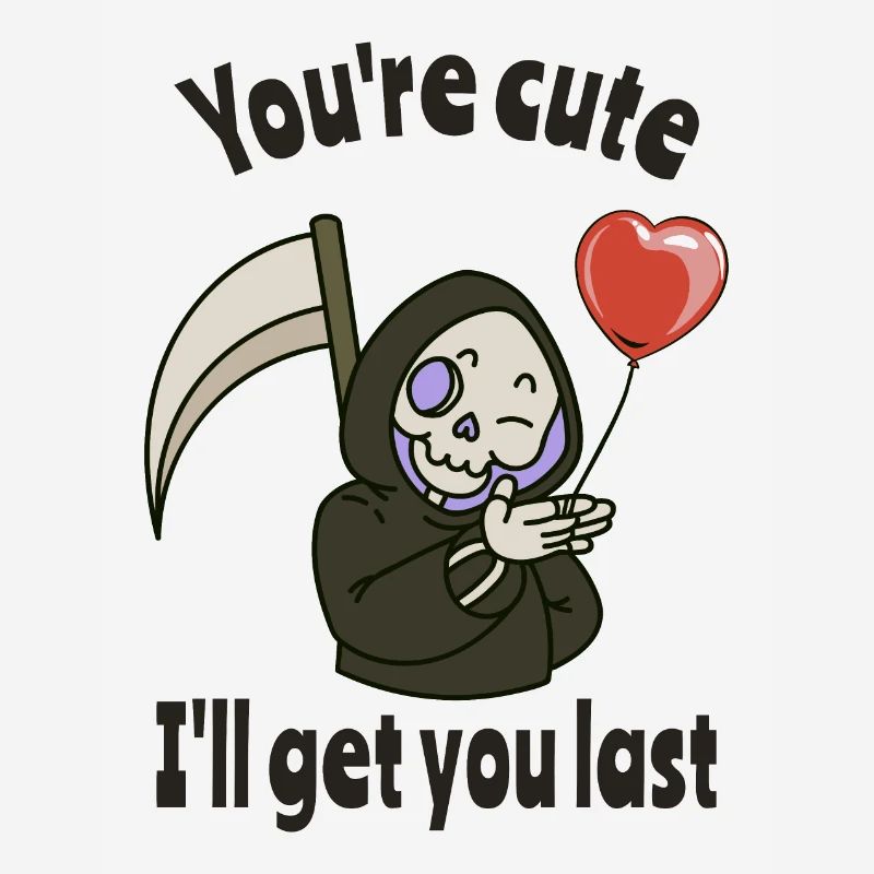 Cute Grim Reaper with romantic heart
