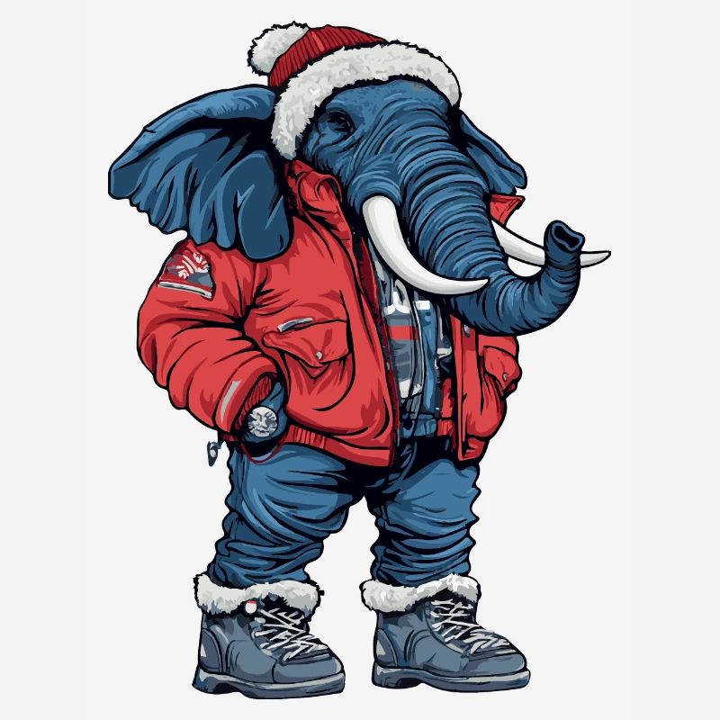 Éléphant Mode Hiver