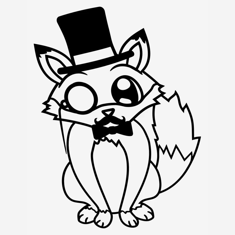 Fox Red Fox Sir Mr. Top Hat Monocle Glasses