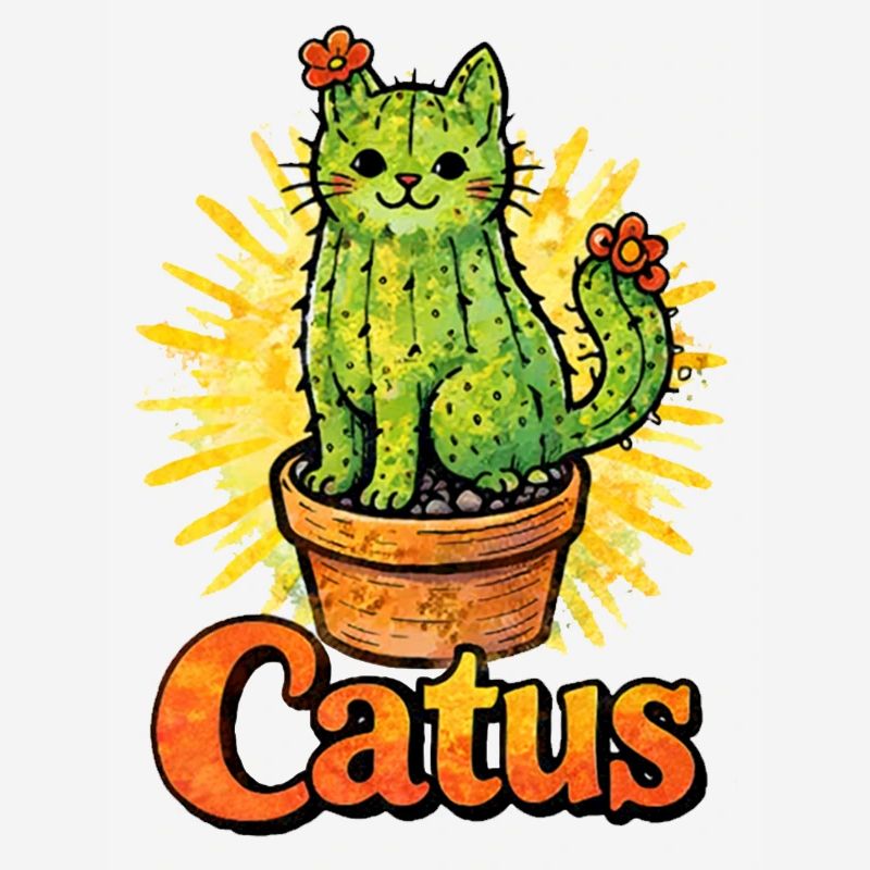 Catus Cat Cactus Illustration