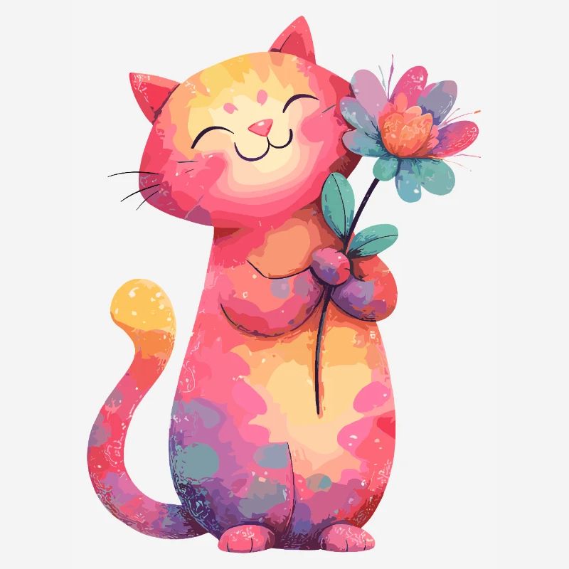 Fleur de chat colorée dans un style aquarelle