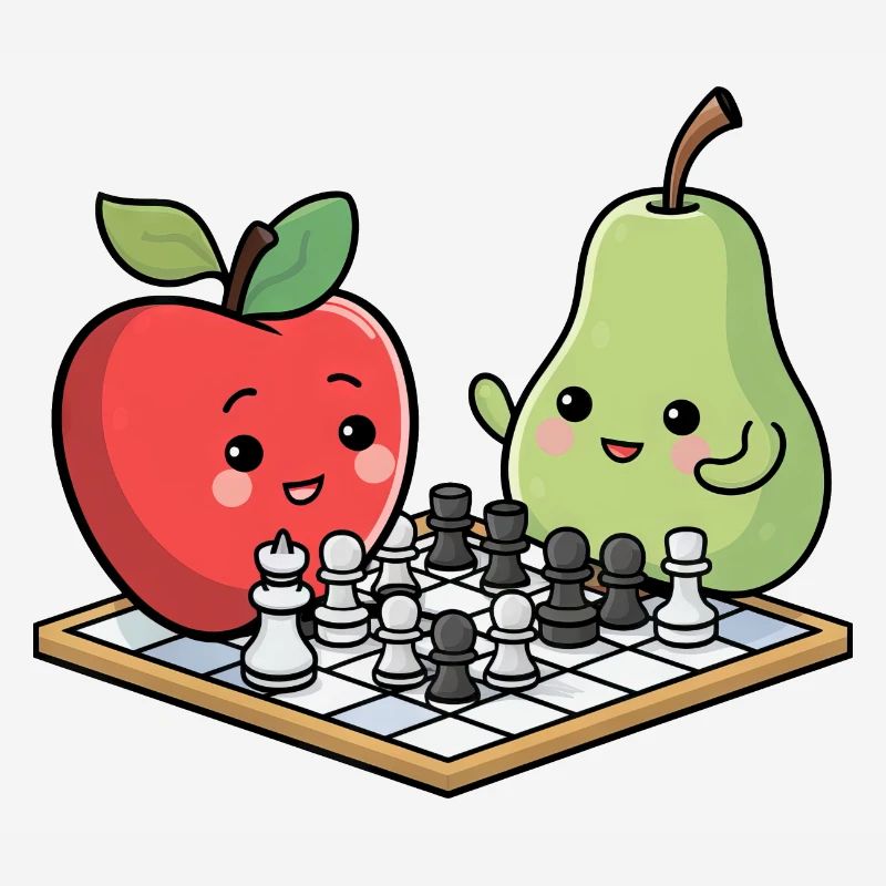 Kawaii Chess Apple Pear Comic