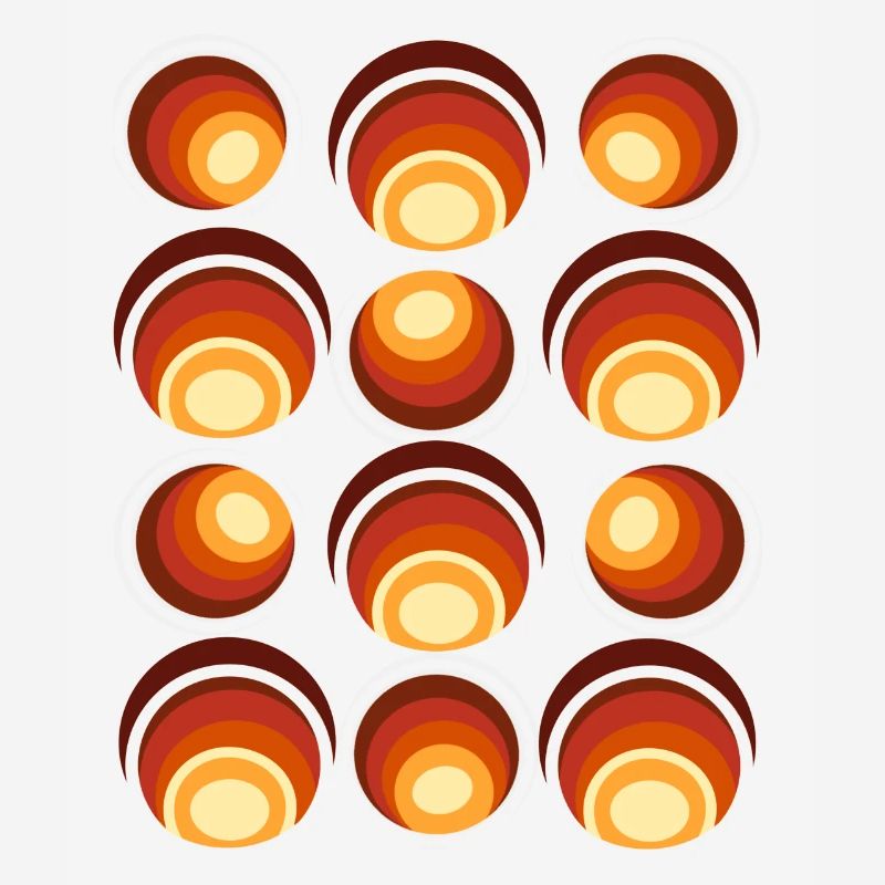 70s Retro Ball Pattern Orange Brown