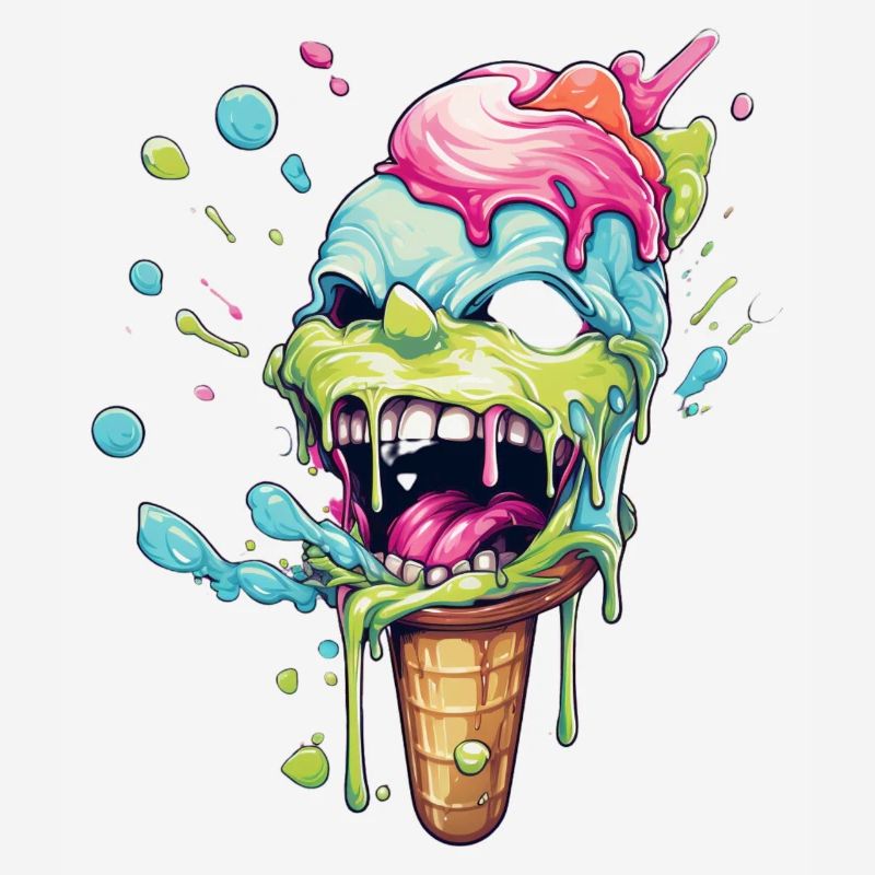 Psycho ice cream laughs brightly colored
