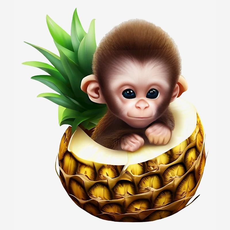 Little monkey in a pineapple