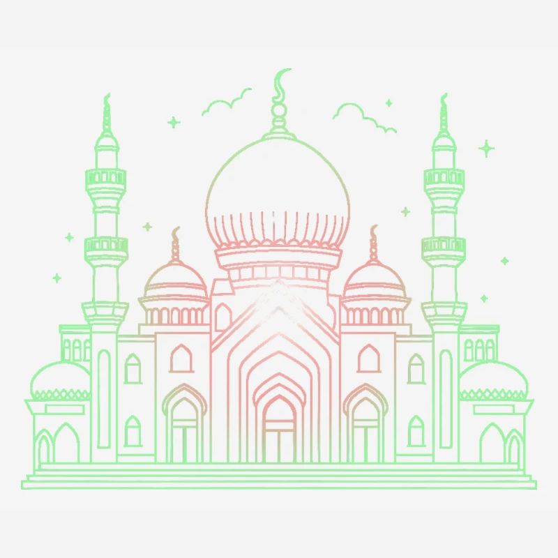 Moschee Stern Halbmond stilisiert grün oder schwarz