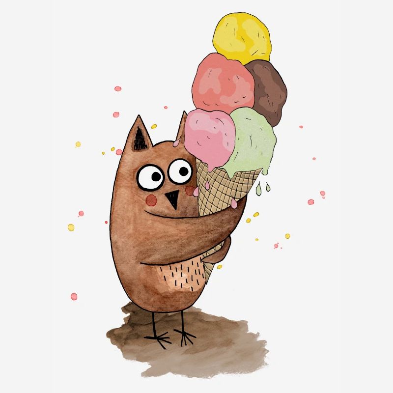 Eule mit riesigem Eis