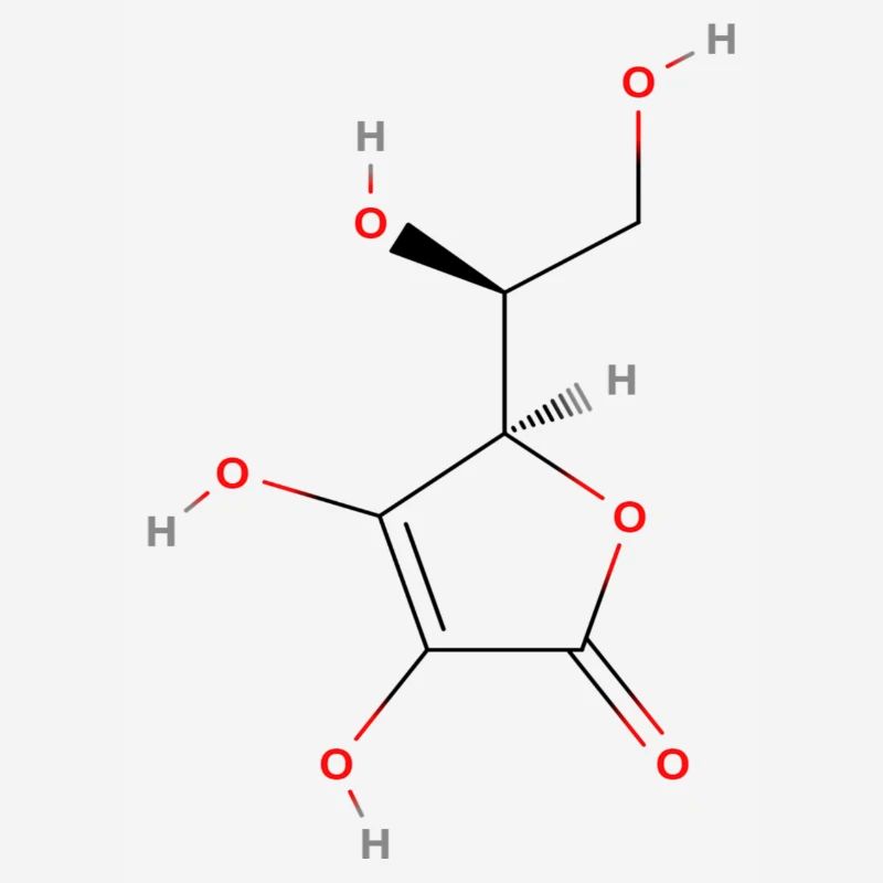 Vitamin C Molecule - Colored Structural Formula
