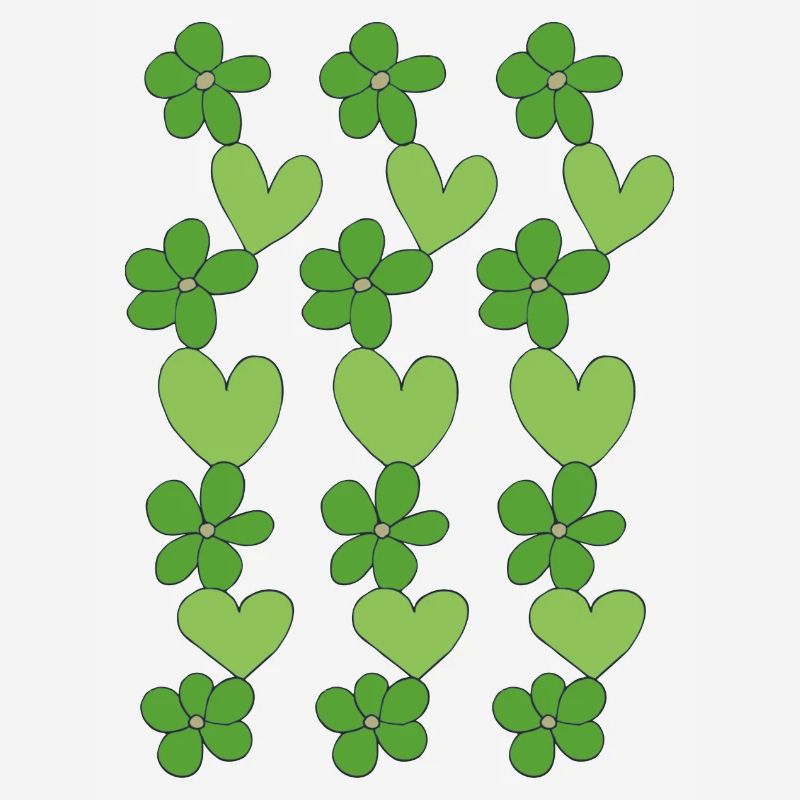 cœurs fleurs vert