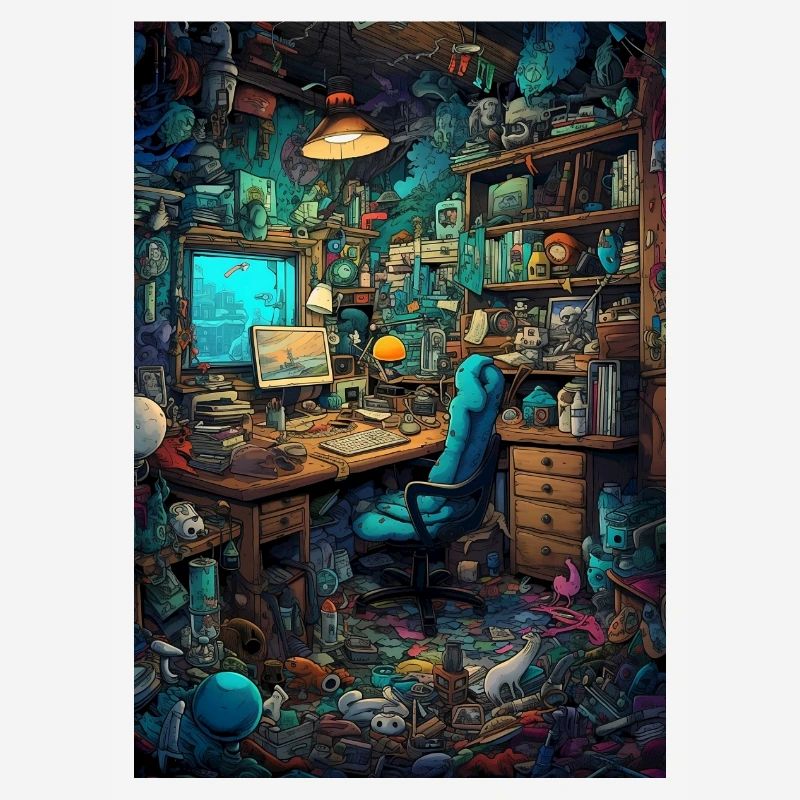 Wohnraum eines Computer Nerds