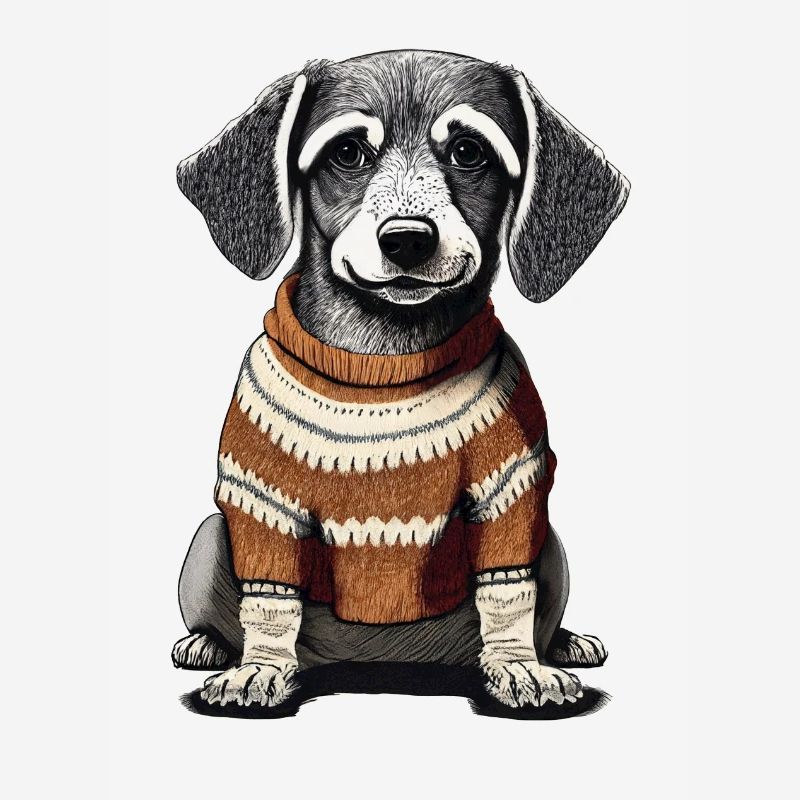 Chien avec un pull