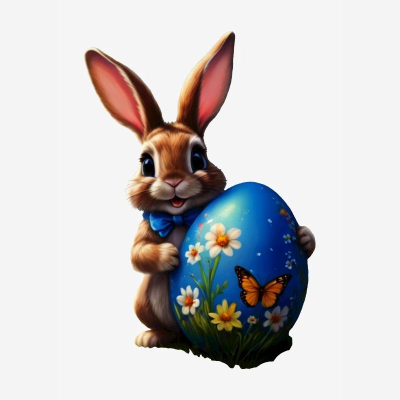 Little Easter Bunny with Blue Easter Egg