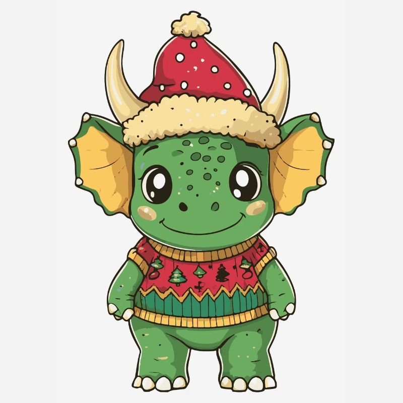 Dinosaur triceratops Christmas Comic