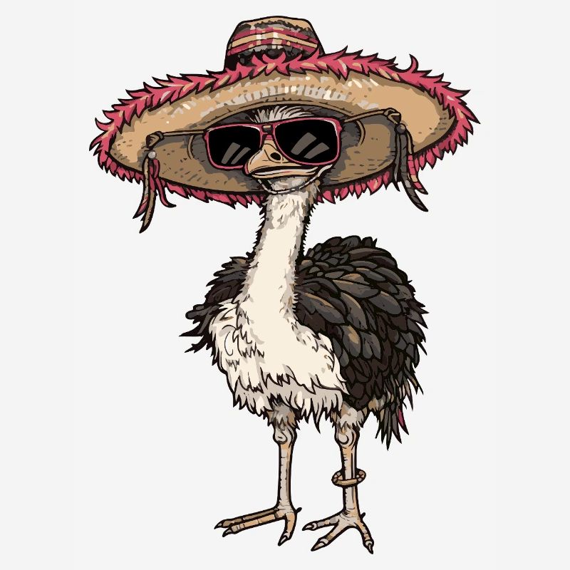 Ostrich Comic Funny Sombrero