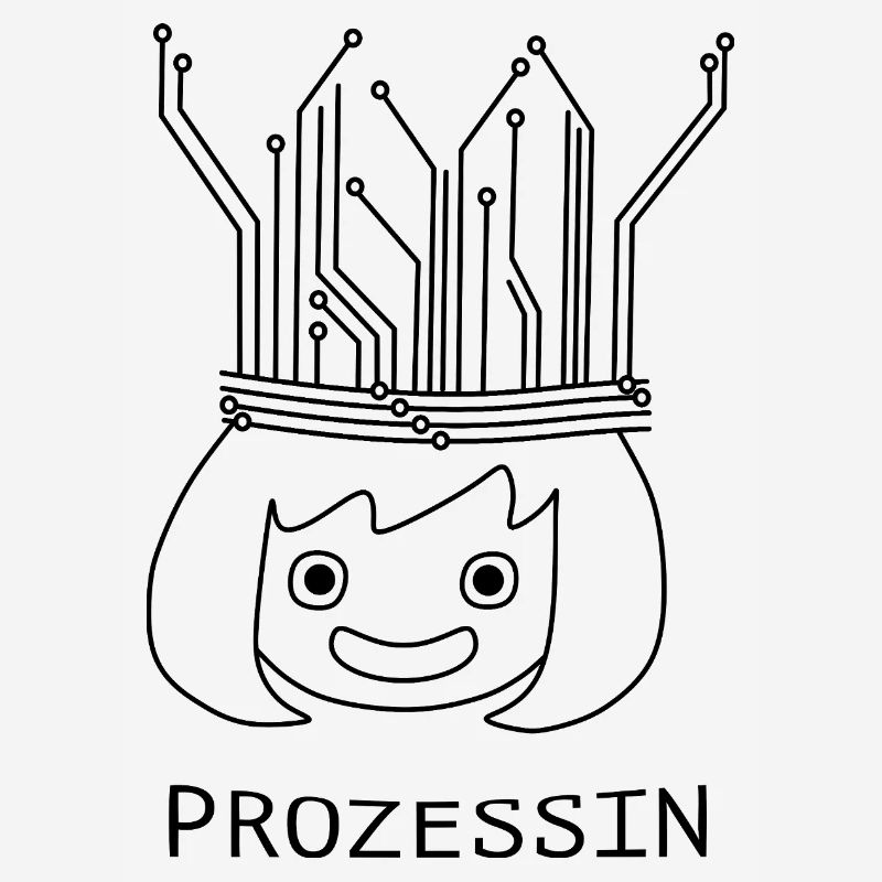 Prozessin mit Tech-Krone