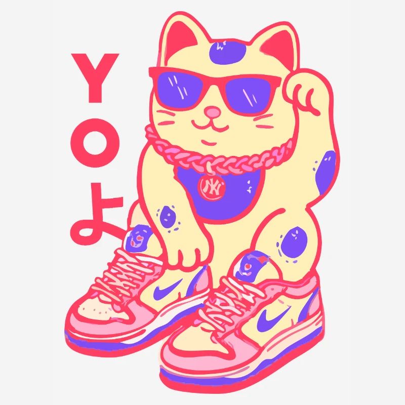 Neon Kawaii Maneki Sneaker Cat