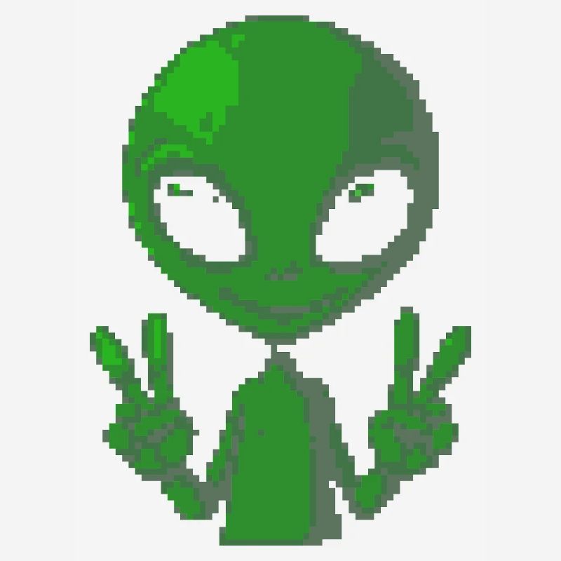 Pixel Alien Friedenszeichen