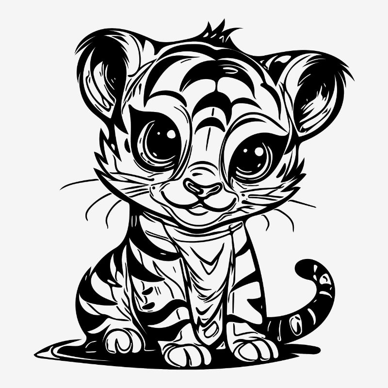 Cute little kids tiger with striped pattern